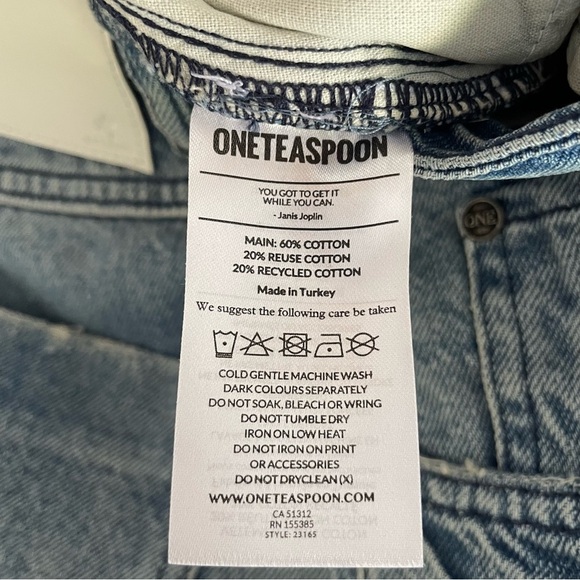 New! One teaspoon Blue Truckers Mid Waist Straight Leg Denim Jeans 37694 - Picture 12 of 14